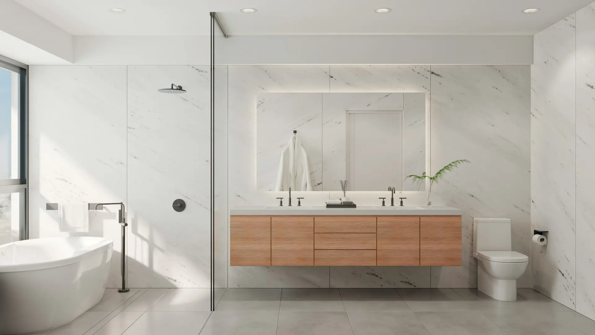 a bathroom with a tub, sink, and mirror