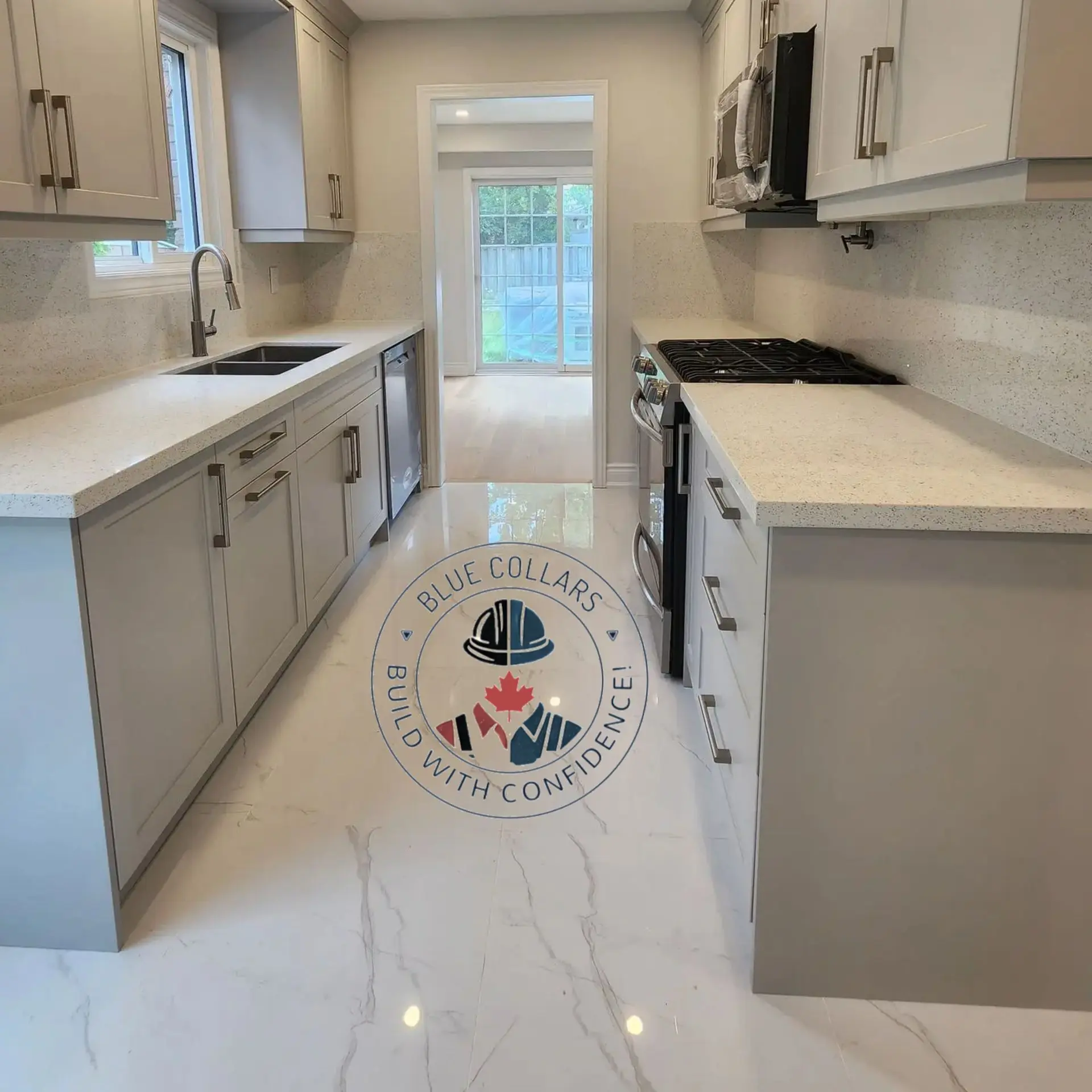 professional cabinet spray painting and refinishing in upscale kitchen