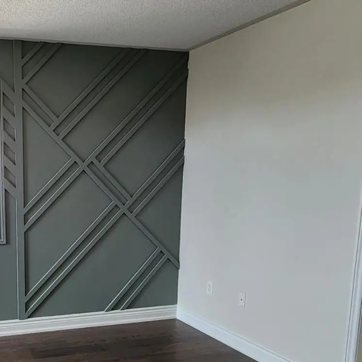 custom wood panel feature wall installation in luxury Toronto living room