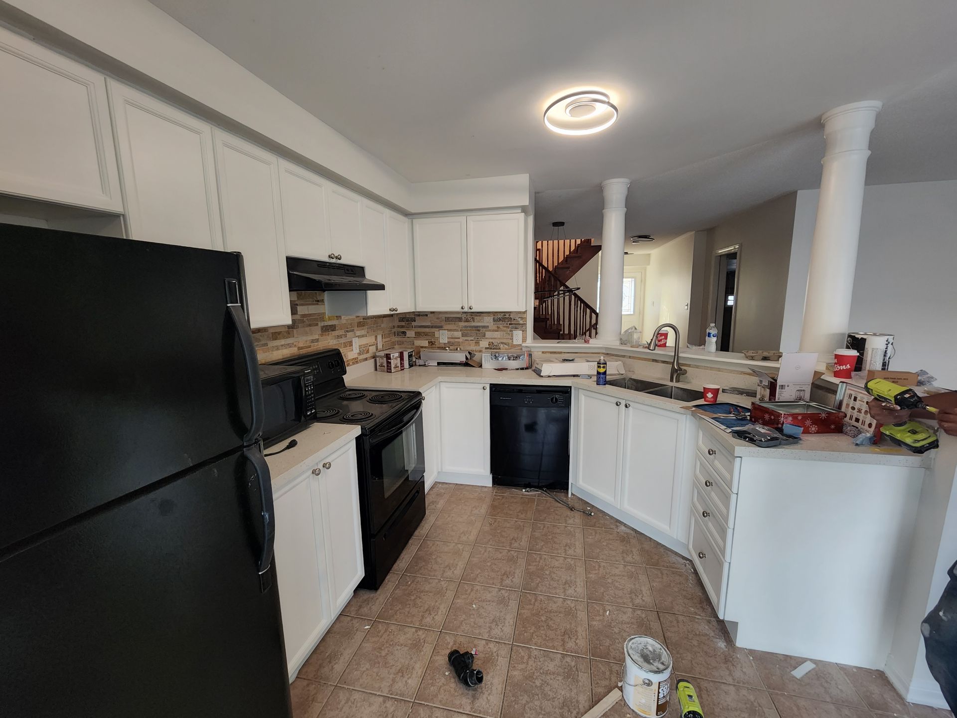 kitchen cabinets refinished spray painted, Oakville